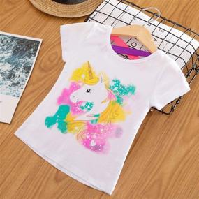 img 2 attached to 🦄 Cotton Unicorn T Shirt Printing: Girls' Clothing for Trendy Tops, Tees & Blouses by TTYAOVO