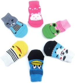 img 2 attached to 🧦 Alfie Pet - Mason 6: Set of 4 Anti-Slip Cotton Knit Socks for Indoor Pet Paws