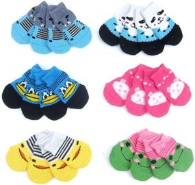img 4 attached to 🧦 Alfie Pet - Mason 6: Set of 4 Anti-Slip Cotton Knit Socks for Indoor Pet Paws