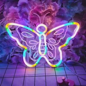 img 3 attached to 🦋 Stylish DIVATLA Neon Butterfly Light sign: 3D art, USB powered, colorfully dimmable (Butterfly Mix)