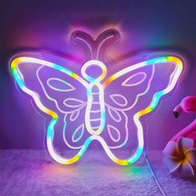 img 2 attached to 🦋 Stylish DIVATLA Neon Butterfly Light sign: 3D art, USB powered, colorfully dimmable (Butterfly Mix)