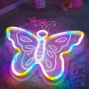 img 1 attached to 🦋 Stylish DIVATLA Neon Butterfly Light sign: 3D art, USB powered, colorfully dimmable (Butterfly Mix)