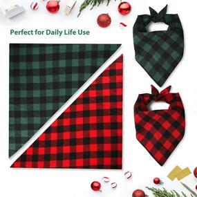 img 2 attached to 🐶 Pack of 2 Christmas Dog Bandanas - Viretec Pet Classic Plaid Xmas Large Bandanas, Merry Christmas Print - Adjustable, Washable Scarf Triangle Kerchief Bib for Dogs Cats