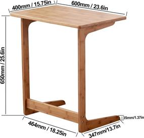 img 3 attached to 📺 Zoopolyn Bamboo TV Tray Table for Living Room and Sofa Bed - Multifunctional L-Shaped End Table with Easy Mobility and Natural Comfort