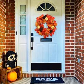 img 2 attached to 🍁 15 Inch Autumn Harvest Thanksgiving Door Wreath - Festive Fall Décor for Front Door with Pumpkins, Maple Leaves, and Artificial Berries