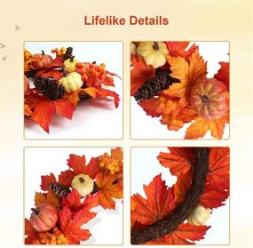 img 3 attached to 🍁 15 Inch Autumn Harvest Thanksgiving Door Wreath - Festive Fall Décor for Front Door with Pumpkins, Maple Leaves, and Artificial Berries