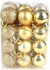 img 3 attached to 🎄 24-Piece Mini Shatterproof Christmas Ball Ornaments Set for Tree Decoration, 3cm/1.18'' - Golden