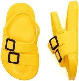 img 4 attached to WOUEOI Toddler Boys Girls Slide Sandals Slip On Footbed Beach Pool Water Shoes（Little Kid 9 5 10 Black