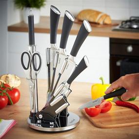 img 3 attached to 🔪 Набор ножей VonShef Professional Stainless Steel - 7 предметов с рукоятками с мягким захватом и вращающимся блоком