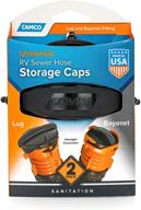 camco rv sewer hose storage cap set - lug and bayonet caps logo