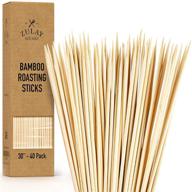 🔥 premium bamboo marshmallow roasting sticks for smores, pack of 40 - 30" extra long bamboo skewers, 5mm thickness for grilling hot dogs, kebabs & more - by zulay logo