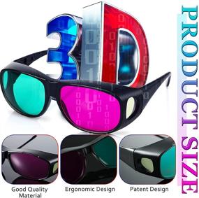 img 2 attached to 🎥 3D Movie Game Glasses Set - Sleek and Lightweight Red & Green 3D Style Glasses for Immersive 3D Movies and Games - Enhance 3D Viewing Experience