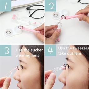 img 2 attached to 👁️ MUDOR Soft Contact Lens Remover Tool: Convenient and Versatile Kit for Easy Contact Lens Insertion and Removal - Includes Tweezers and Soft Scoop (Pink)