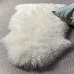 img 4 attached to Faux Fur Fluffy Sheepskin Rug – Enhance Home Decor with Furry Elegance - White (2x3 Feet)