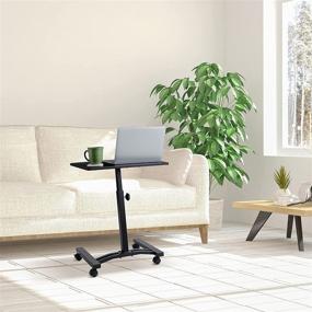 img 3 attached to 💻 Seville Classics OFF65854 Mobile Laptop Computer Desk Cart - Height-Adjustable & Slim - Black