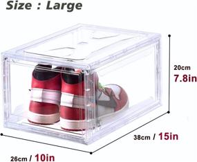 img 3 attached to BBYB 3Pcs Shoe Box: Clear Stackable Storage with Drop Front, Magnetic Door, 360 Degree Full Visibility