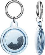 💙 sparkling glitter clear blue ddj airtags case: stylish air tag wallet, dog collar, and accessories for apple tracker - perfect gifts for girls and women! logo