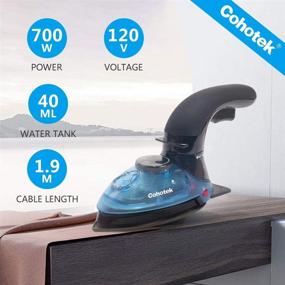 img 2 attached to 🔥 Cohotek Mini Steam Iron for Clothes, 120V/700W Portable Travel Iron for Crafts, Flat and Hang & Dry and Steamer Ironing, Rapid Heating, Non-Stick Soleplate, Extended Power Cord, 40ML Water Tank(Blue)