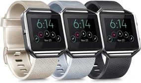 img 4 attached to 📦 3-пакет силиконовых браслетов для Fitbit Blaze - Совместимые запасные браслеты для мужчин и женщин, маленькие размеры в серебре, черном и золоте - Спортивные аксессуары для умных фитнес-часов Fitbit Blaze (часы Blaze и рамка не включены)