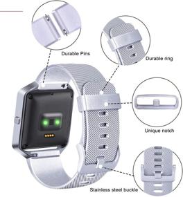 img 2 attached to 📦 3-пакет силиконовых браслетов для Fitbit Blaze - Совместимые запасные браслеты для мужчин и женщин, маленькие размеры в серебре, черном и золоте - Спортивные аксессуары для умных фитнес-часов Fitbit Blaze (часы Blaze и рамка не включены)