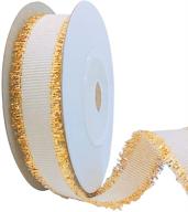 white glitter grosgrain ribbon with gold trim: perfect diy ribbon for gifts, crafts, weddings, birthdays, and floral projects - 1.6cmx5m (1 roll) logo