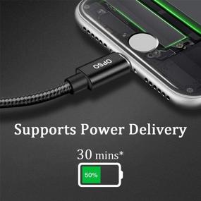 img 2 attached to OPSO USB C к кабелю Lightning для iPhone зарядки длиной 20 см, Apple MFi сертифицированный PD быстрая зарядка, кабель с разъемом Type C на Lightning, совместимый с iPhone 13 12 11 Pro Max X XS XR XS Max 8 Plus и другими - плетеный нейлоном.