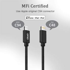 img 3 attached to OPSO USB C к кабелю Lightning для iPhone зарядки длиной 20 см, Apple MFi сертифицированный PD быстрая зарядка, кабель с разъемом Type C на Lightning, совместимый с iPhone 13 12 11 Pro Max X XS XR XS Max 8 Plus и другими - плетеный нейлоном.