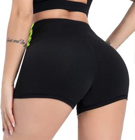 img 3 attached to DIELUSA High-Waisted Yoga Shorts for Women - Tummy Control Workout and Running Shorts