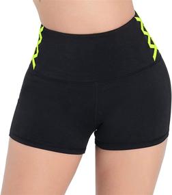 img 2 attached to DIELUSA High-Waisted Yoga Shorts for Women - Tummy Control Workout and Running Shorts