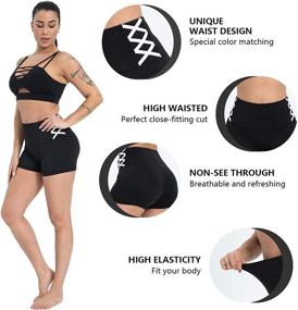 img 1 attached to DIELUSA High-Waisted Yoga Shorts for Women - Tummy Control Workout and Running Shorts