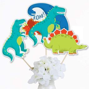 img 3 attached to Roar Dinosaur Birthday Centerpiece Toppers