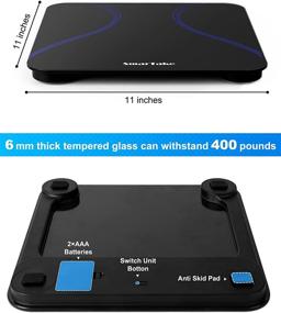 img 3 attached to SMARTAKE Precision Body Bathroom Scale, Digital Electronic Weight Scale with Step-On Technology, Backlit LED Display, 6mm Tempered Glass, Body Tape Measure Included, 400 Pounds Capacity, Black