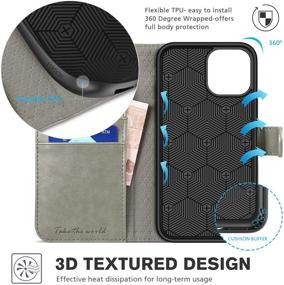 img 1 attached to 📱 TUCCH iPhone 12 Mini 5G Case - RFID Blocking Wallet with Stand & Shockproof TPU Interior - Grey PU Leather Flip Cover - Compatible with 5.4-inch iPhone 12 Mini