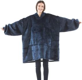 img 4 attached to 🧥 Adults' One Size Fits All Oversized Wearable Blanket with Sleeves, Giant Pocket, and Thick Flannel - Bedsure Hoodie Sweatshirt Throw for Cozy Extra Softness