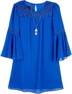 elegant and stylish: amy byer girls' bell sleeve a-line dress with lace - perfect for any occasion! logo