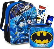 🦇 insulated batman backpack with lunch compartment and sticker set logo