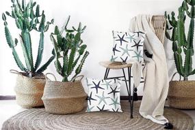 img 1 attached to 🌊 Emvency Set of 2 Throw Pillow Covers Beach Ocean Coastal Green and Blue Starfish Decorative Pillow Cases Home Decor Standard Square 18x18 Inches Summer White Pillowcases for Improved SEO