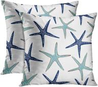 🌊 emvency set of 2 throw pillow covers beach ocean coastal green and blue starfish decorative pillow cases home decor standard square 18x18 inches summer white pillowcases for improved seo логотип