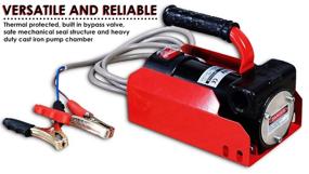 img 2 attached to 🔋 Fuelworks Diesel Fuel Transfer Pump Kit - 10GPM/40LPM Portable Heavy Duty Electric DC 12V with Alligator Clamps - Includes Aluminum Manual Nozzle, Delivery Suction Hose, and Filter (Not For Gasoline)