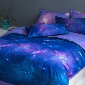 img 2 attached to 🌌 Transform Your Teen Boy's Room with a Galaxy Series Comforter Cover: Purple Starry Sky Bedding Set with Outer Space Nebula Planets - Reversible Duvet Cover for a Universe Outer Space Theme Bedroom Decor - Queen Size