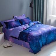 🌌 transform your teen boy's room with a galaxy series comforter cover: purple starry sky bedding set with outer space nebula planets - reversible duvet cover for a universe outer space theme bedroom decor - queen size logo