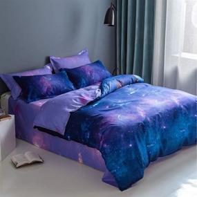 img 4 attached to 🌌 Transform Your Teen Boy's Room with a Galaxy Series Comforter Cover: Purple Starry Sky Bedding Set with Outer Space Nebula Planets - Reversible Duvet Cover for a Universe Outer Space Theme Bedroom Decor - Queen Size