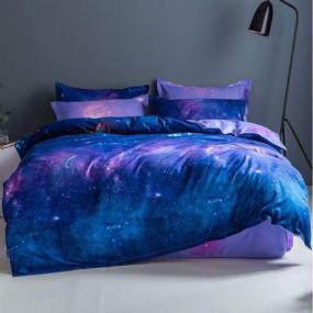 img 3 attached to 🌌 Transform Your Teen Boy's Room with a Galaxy Series Comforter Cover: Purple Starry Sky Bedding Set with Outer Space Nebula Planets - Reversible Duvet Cover for a Universe Outer Space Theme Bedroom Decor - Queen Size