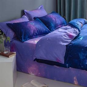 img 1 attached to 🌌 Transform Your Teen Boy's Room with a Galaxy Series Comforter Cover: Purple Starry Sky Bedding Set with Outer Space Nebula Planets - Reversible Duvet Cover for a Universe Outer Space Theme Bedroom Decor - Queen Size