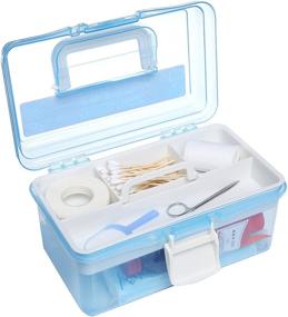 img 2 attached to 🔵 MyGift 10-inch Clear Light Blue Plastic Handled Organizer Storage Box/Case with Removable Tray - Multipurpose and Portable