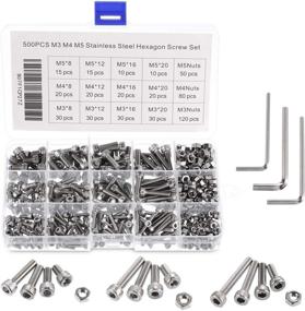 img 4 attached to 🔩 Metaltools 304 Stainless Steel Hex Screw Assortment - 500pcs M3 M4 M5 Hex Bolts and Nuts Set for Everyday Applications (Socket Head)