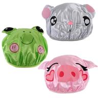 🛀 kilofly waterproof reusable bath hat set: 3pc kids fun cartoon animal shower caps - a splash of fun in the tub! logo