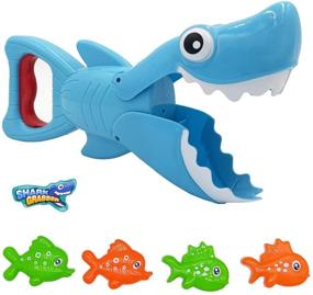 img 4 attached to Fun and Safe Shark Bath Toys for Kids: BALOBOO 2021 Upgraded Shark Grabber with Biting Action and 4 Toy Fish Included - Perfect Preschool Bath Toys for Boys and Girls Age 3-8