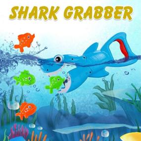 img 2 attached to Fun and Safe Shark Bath Toys for Kids: BALOBOO 2021 Upgraded Shark Grabber with Biting Action and 4 Toy Fish Included - Perfect Preschool Bath Toys for Boys and Girls Age 3-8