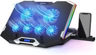 🔥 topmate c11 rgb laptop cooling pad – gaming notebook cooler with adjustable height, 6 quiet fans, phone holder – computer chill mat for 15.6-17.3 inch laptops, blue led light logo